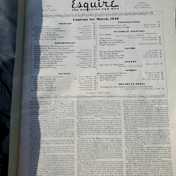 Esquire Magazine March 1940 Lilian Harvey F. Scott Fitzgerald Margot Stevenson - Picture 4 of 13